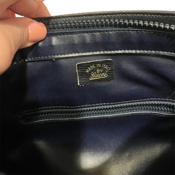 GUCCI Sherry Line Shoulder Bag Navy PVC Leather Purse - Picture 10 of 10